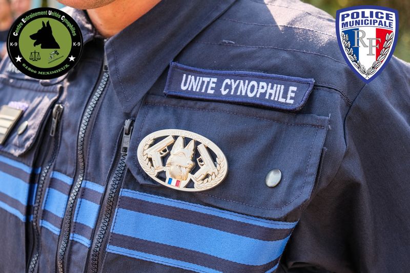 Écusson Unité Cynophile porté par un cynotechnicien de Police Municipale